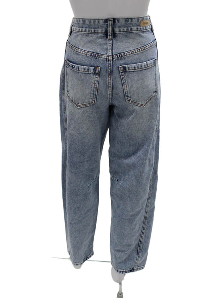Blank NYC Womens Mom Jeans High Rise Blue Cotton Button 29 Inseam Size 25