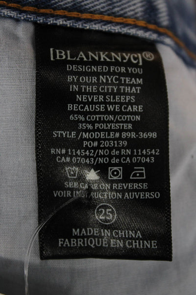 Blank NYC Womens Mom Jeans High Rise Blue Cotton Button 29 Inseam Size 25