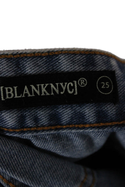 Blank NYC Womens Mom Jeans High Rise Blue Cotton Button 29 Inseam Size 25