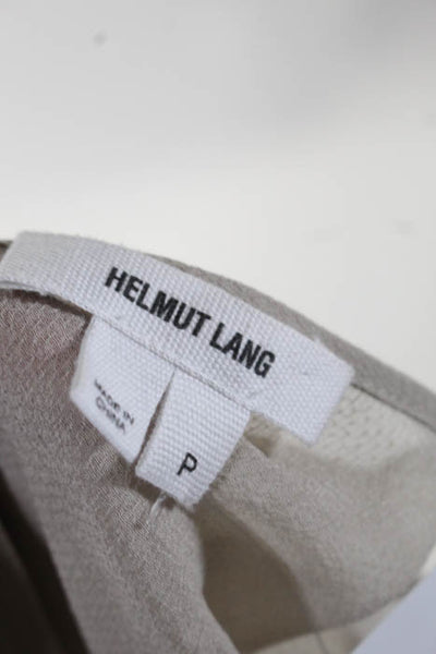 Helmut Lang Black Beige V Neck Sleeveless Mixed Media Blouse Top Size Petite
