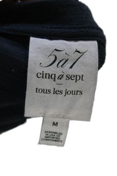Cinq A Sept Women Sleeveless Cotton Crew Neck Blouse Black Pullover Size M