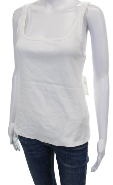 Pilcro Anthropologie Women Basic White Square Neck Cotton Tank Size L
