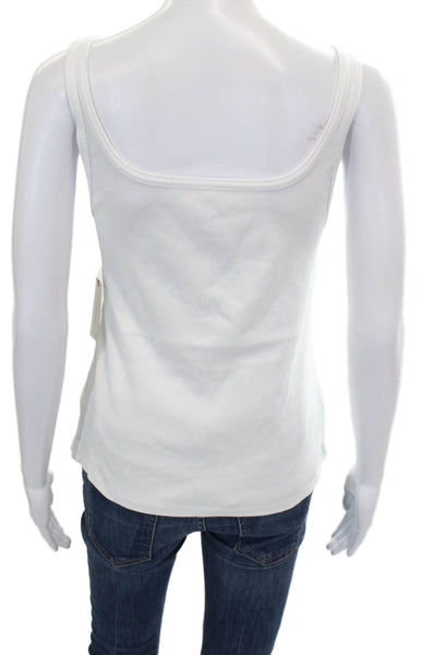 Pilcro Anthropologie Women Basic White Square Neck Cotton Tank Size L