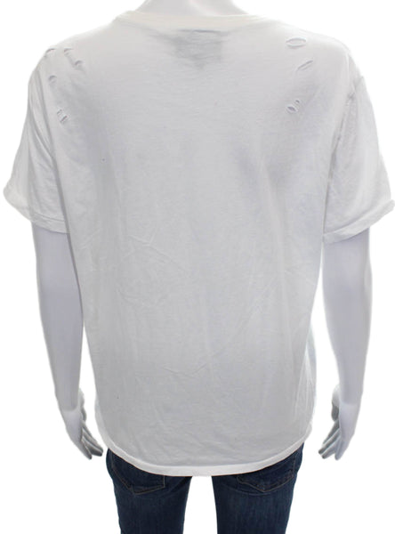 Cynthia Rowley Women Basic White Cotton Crew Neck Short Sleeve T-Shirt Size L
