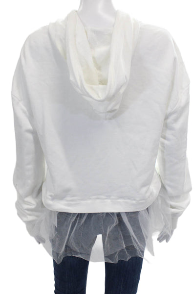 Pilcro Anthropologie Women Pullover Hoodie White Cotton Long Sleeve Size L