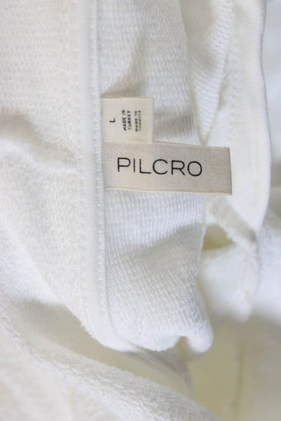 Pilcro Anthropologie Women Pullover Hoodie White Cotton Long Sleeve Size L
