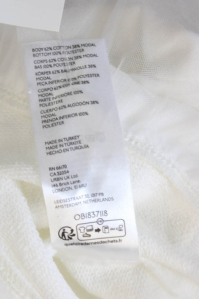 Pilcro Anthropologie Women Pullover Hoodie White Cotton Long Sleeve Size L