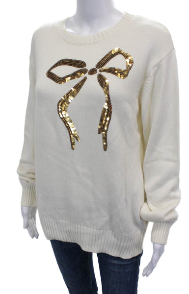 Beach Riot Womens Pullover Sweater Ivory Crew Neck Long Sleeve Nylon Size M