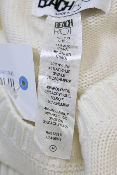 Beach Riot Womens Pullover Sweater Ivory Crew Neck Long Sleeve Nylon Size M