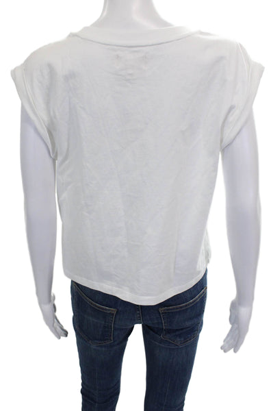 Porridge Anthropologie Women Basic Cotton Crew Neck White T-Shirt Size S