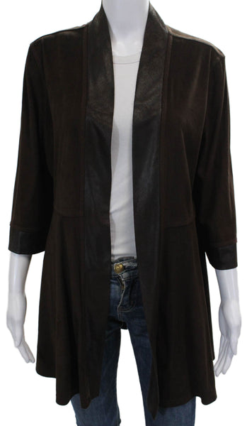 Joseph Ribkoff Women Basic Jacket Faux Suede Brown 3/4 Sleeve Size 14