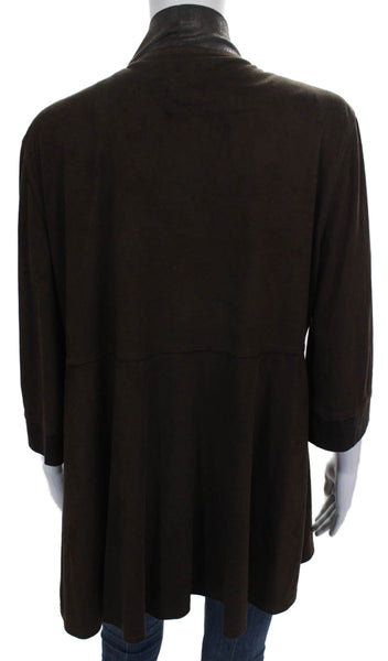 Joseph Ribkoff Women Basic Jacket Faux Suede Brown 3/4 Sleeve Size 14
