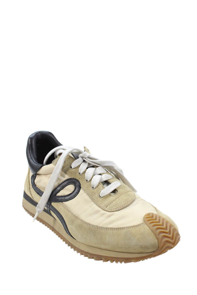 Loewe Womens Colorblock Suede Panel Sneaker Beige Size 11