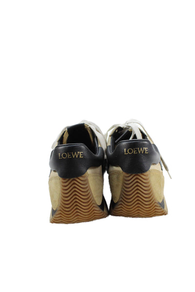 Loewe Womens Colorblock Suede Panel Sneaker Beige Size 11