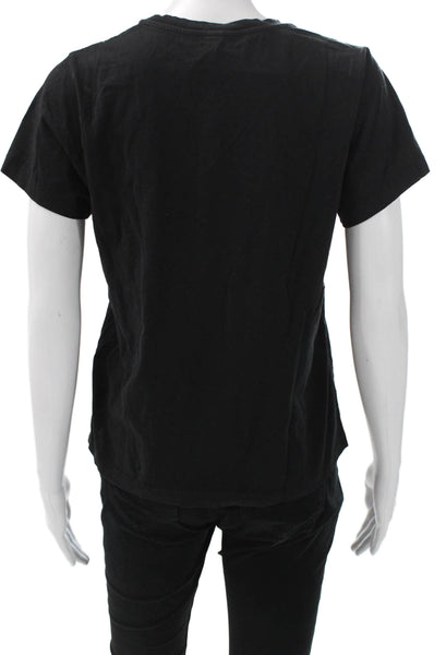 Uniqlo Unisex Adults Black Crewneck Short Sleeve Cotton T-Shirt Size M
