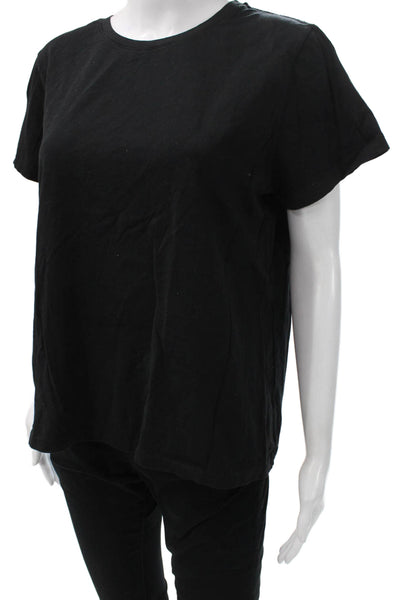 Uniqlo Unisex Black Basic Cotton Blend Crew Neck Short Sleeve T-Shirt Size L