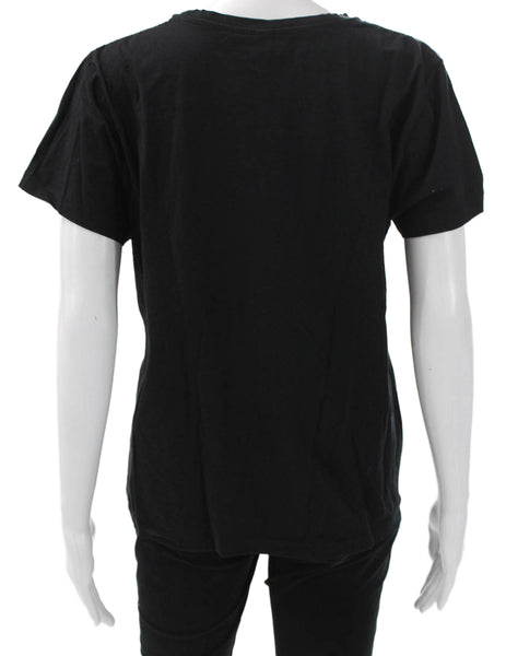 Uniqlo Unisex Black Basic Cotton Blend Crew Neck Short Sleeve T-Shirt Size L