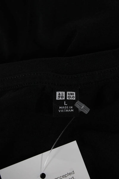 Uniqlo Unisex Black Basic Cotton Blend Crew Neck Short Sleeve T-Shirt Size L