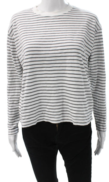 Babaton Womens Basic Cotton Striped Crew Neck Long Sleeve T-Shirt Size 2XS