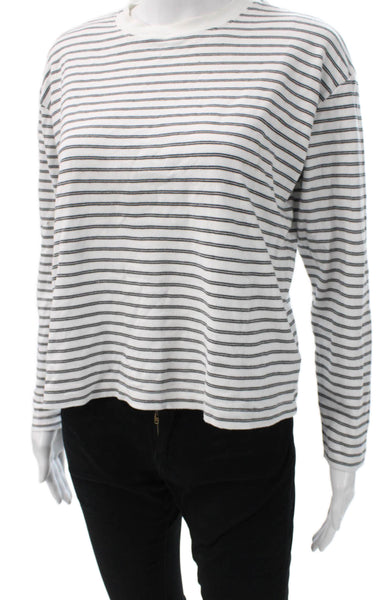Babaton Womens Basic Cotton Striped Crew Neck Long Sleeve T-Shirt Size 2XS