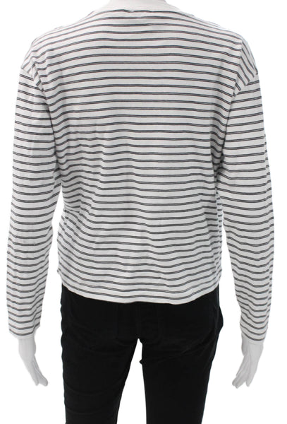 Babaton Womens Basic Cotton Striped Crew Neck Long Sleeve T-Shirt Size 2XS
