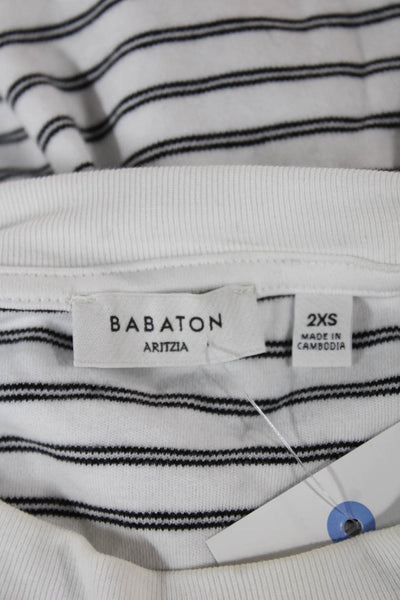 Babaton Womens Basic Cotton Striped Crew Neck Long Sleeve T-Shirt Size 2XS