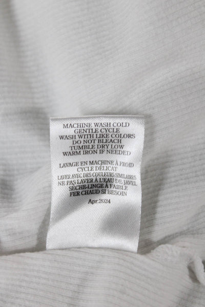 Z Supply Womens Basic Scoop Neck Long Sleeve Blouse White Cotton Blend Size S