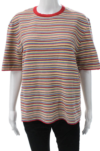 Zara Womens Ringer T-Shirt Striped Multicolor Cotton Short Sleeve Size S