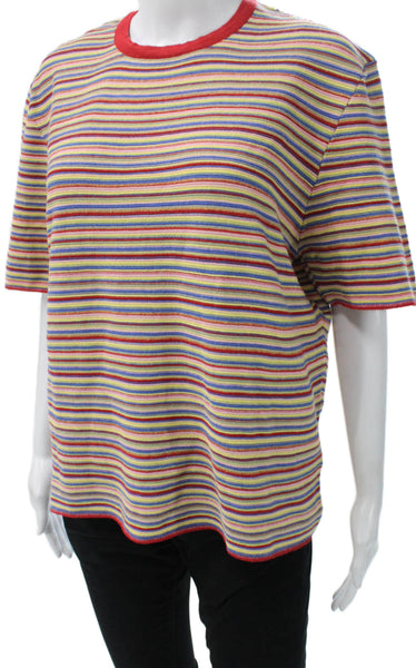 Zara Womens Ringer T-Shirt Striped Multicolor Cotton Short Sleeve Size S