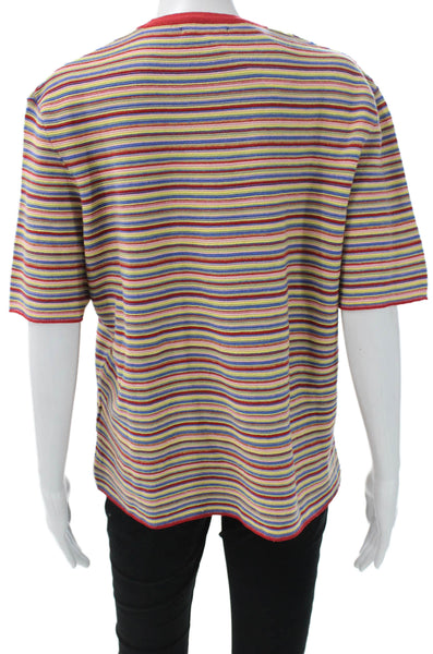 Zara Womens Ringer T-Shirt Striped Multicolor Cotton Short Sleeve Size S
