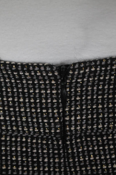 Giorgio Armani Black White Wool Tweed Pencil Skirt Size 48 Italian New $650
