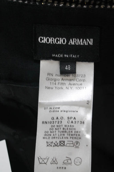 Giorgio Armani Black White Wool Tweed Pencil Skirt Size 48 Italian New $650