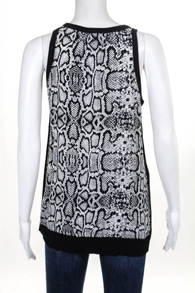 Central Park West Black Cotton Snakeskin Print Back Tank Top Size Extra Small