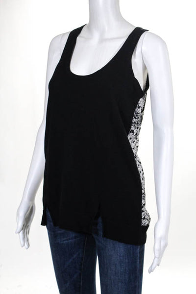Central Park West Black Cotton Snakeskin Print Back Tank Top Size Extra Small