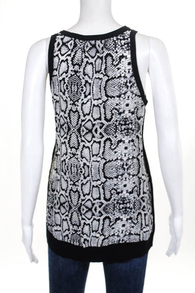 Central Park West Black Cotton Snakeskin Print Back Tank Top Size Extra Small