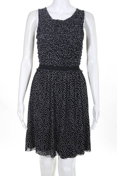 9-H15 STCL Navy Blue Stretch Knit Polka Dot Sleeveless Dress Size Extra Small