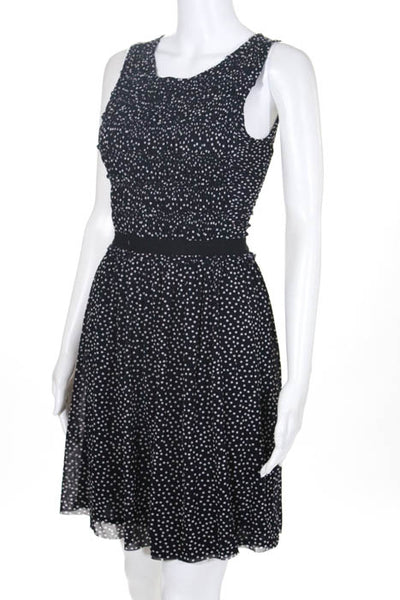 9-H15 STCL Navy Blue Stretch Knit Polka Dot Sleeveless Dress Size Extra Small