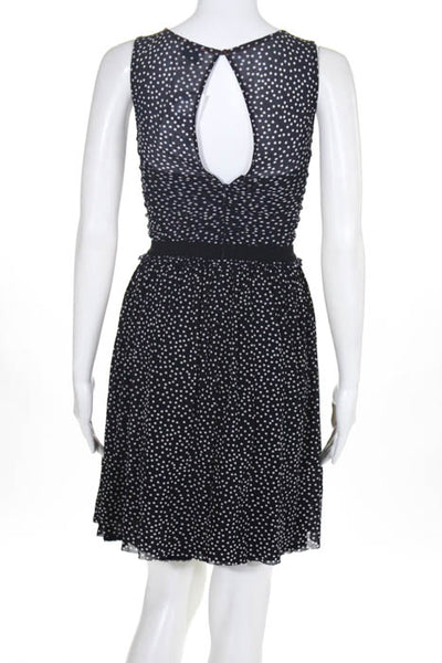 9-H15 STCL Navy Blue Stretch Knit Polka Dot Sleeveless Dress Size Extra Small