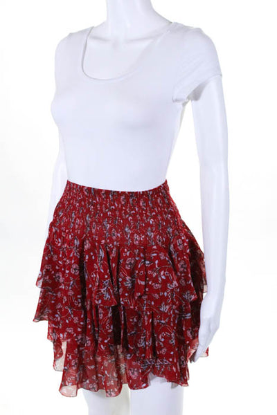 Intermix Red Silk Floral Pull On Tiered Dress Size Petite