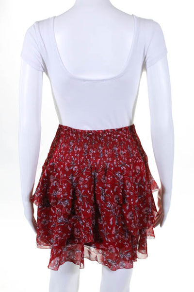 Intermix Red Silk Floral Pull On Tiered Dress Size Petite