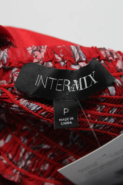 Intermix Red Silk Floral Pull On Tiered Dress Size Petite