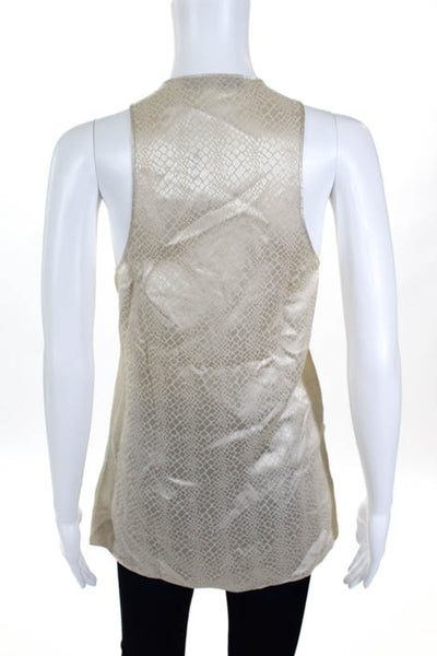 Balenciaga Beige Silk Sleeveless Round Neck Button Down Blouse Size Italian 40
