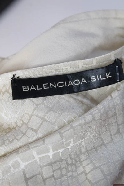 Balenciaga Beige Silk Sleeveless Round Neck Button Down Blouse Size Italian 40