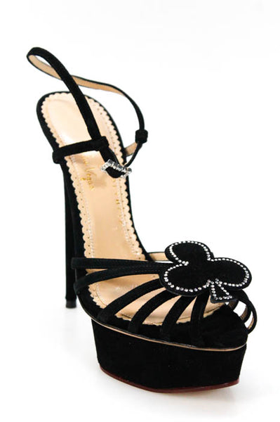 Charlotte Olympia Black Suede NEW Lady Luck Las Vegas Sandals Size 39