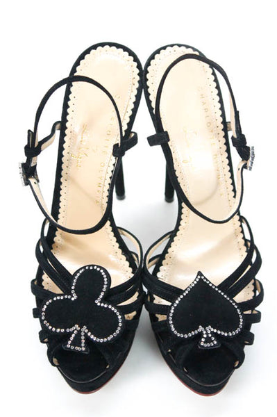 Charlotte Olympia Black Suede NEW Lady Luck Las Vegas Sandals Size 39