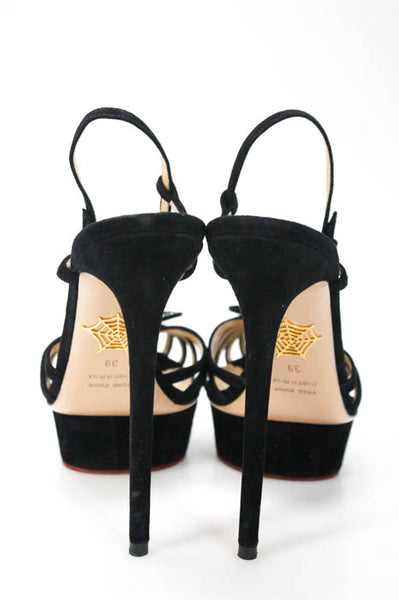 Charlotte Olympia Black Suede NEW Lady Luck Las Vegas Sandals Size 39