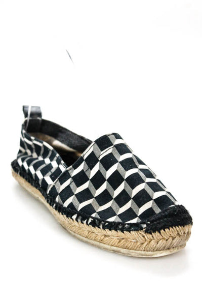 Pierre Hardy Black White Checkered Rounded Toe Slide On Casual Loafers Size 6