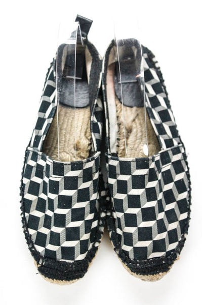 Pierre Hardy Black White Checkered Rounded Toe Slide On Casual Loafers Size 6