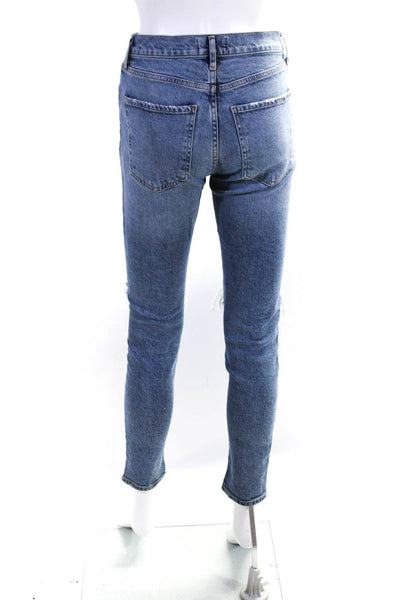Agolde Womens Cotton Distress Light Wash Skinny Jeans Blue Size EUR25