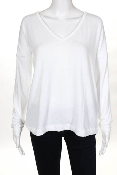 Rag & Bone Jean White V Neck Long Sleeve Top Size Small